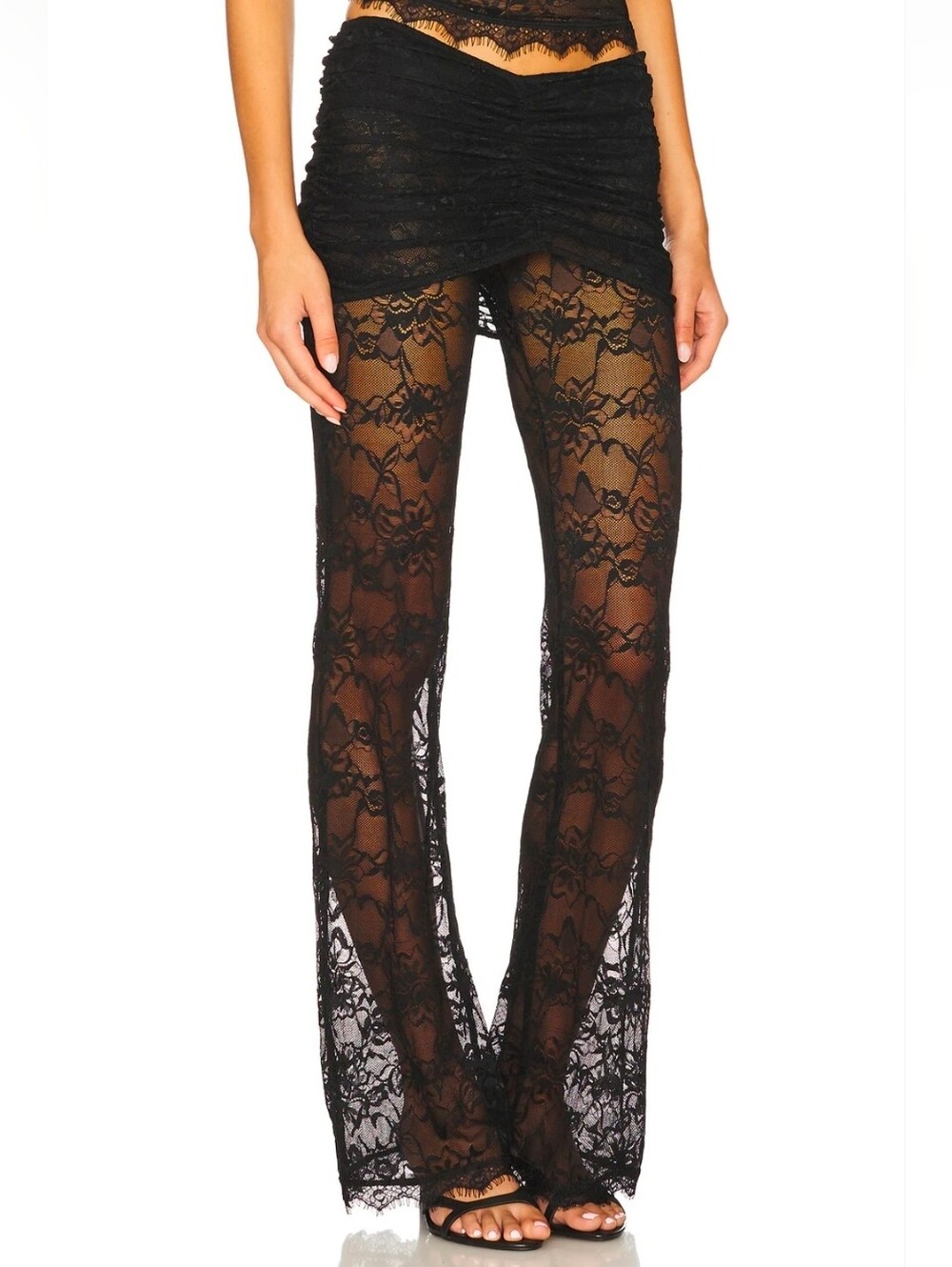 Ow Collection Selah Lace Pants Revolve Wide Leg Ruched Size L or XL Brand new